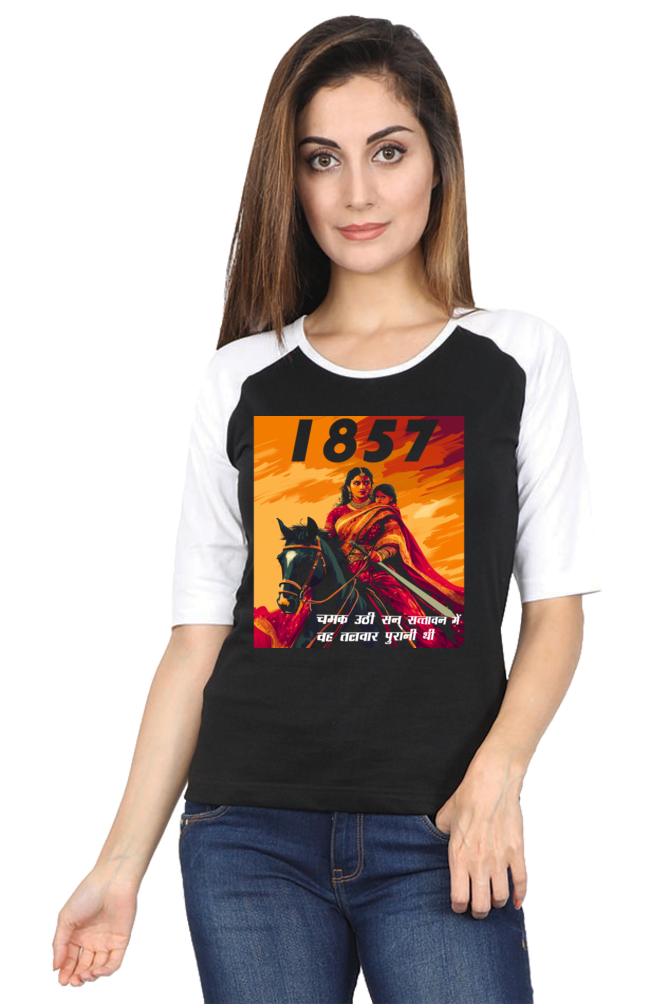 Lakshmi Bai Regal Strength Raglan Full Sleeve T-Shirts for Women Vastrdhamm
