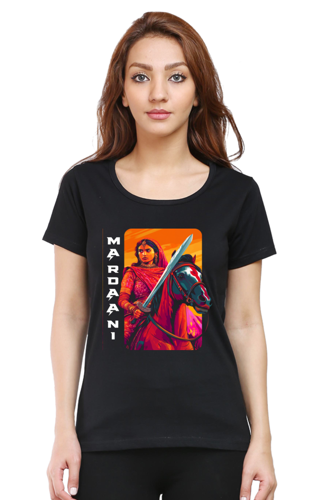 Lakshmi Bai Warrior Spirit Round Neck Half Sleeve Classic T-Shirts for Women Vastrdhamm