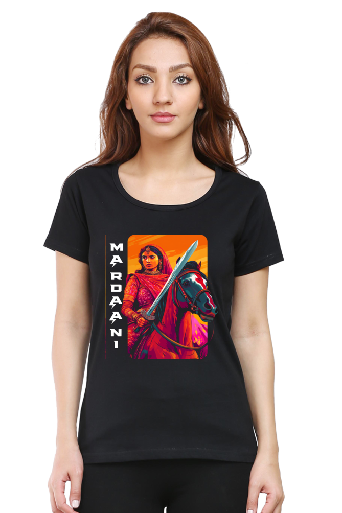 Lakshmi Bai Warrior Spirit Round Neck Half Sleeve Classic T-Shirts for Women Vastrdhamm