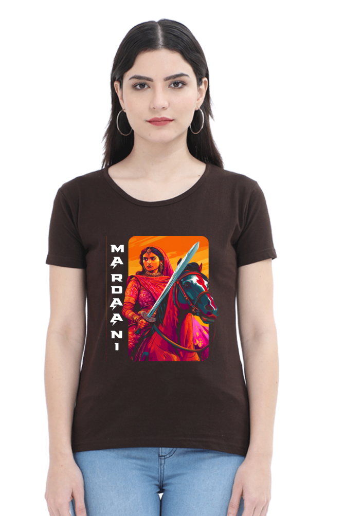 Lakshmi Bai Warrior Spirit Round Neck Half Sleeve Classic T-Shirts for Women Vastrdhamm