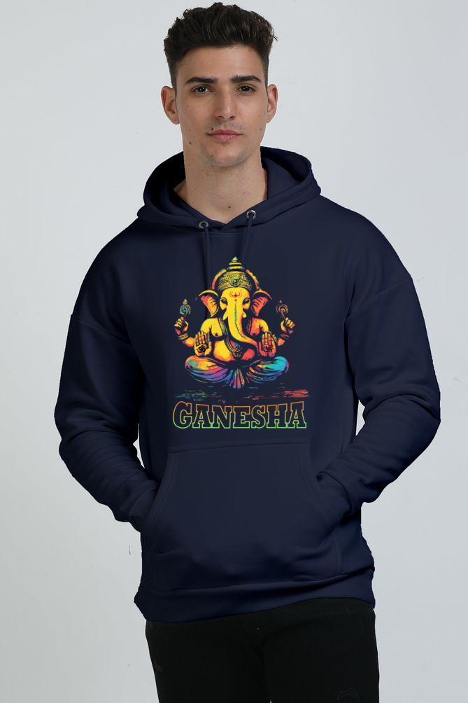 Jai Ganesha Power Oversized Hooded Sweatshirt T-Shirts for Men Vastrdhamm
