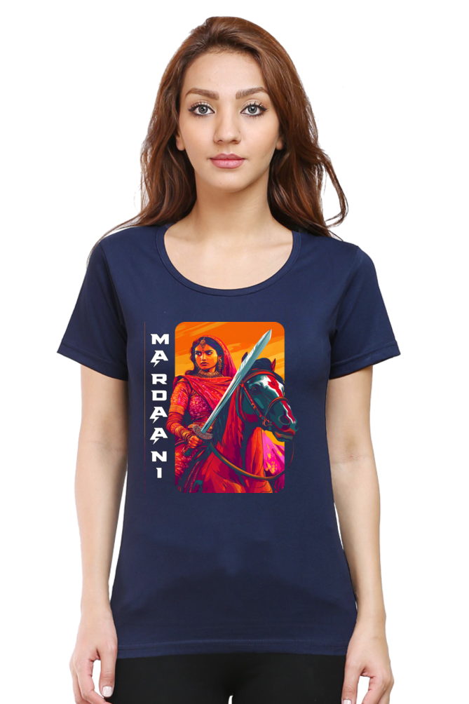 Lakshmi Bai Warrior Spirit Round Neck Half Sleeve Classic T-Shirts for Women Vastrdhamm