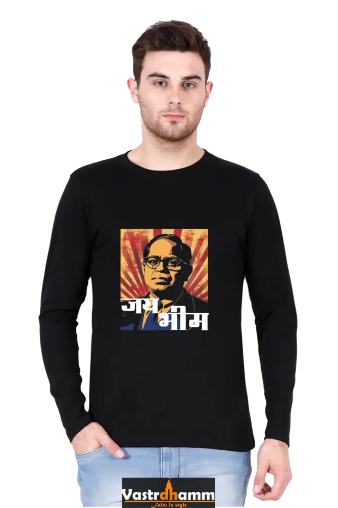 Ambedkar Equality Crusader Round Neck Full Sleeve T-Shirts for Men Vastrdhamm