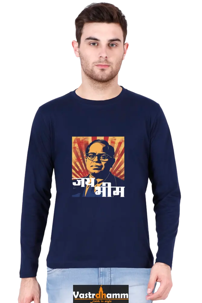 Ambedkar Equality Crusader Round Neck Full Sleeve T-Shirts for Men Vastrdhamm