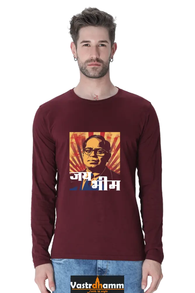 Ambedkar Equality Crusader Round Neck Full Sleeve T-Shirts for Men Vastrdhamm