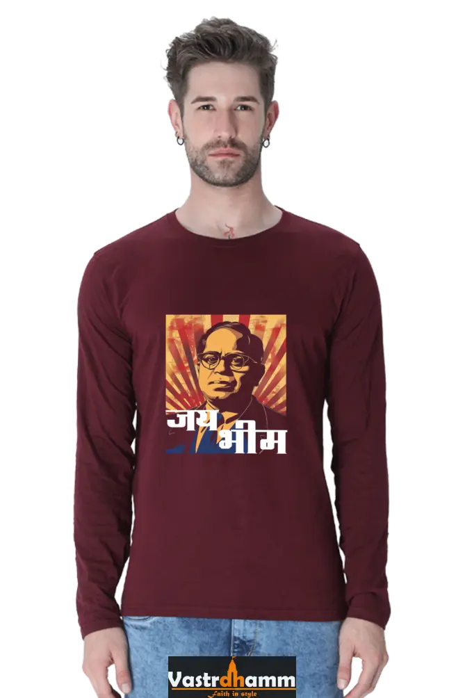 Ambedkar Equality Crusader Round Neck Full Sleeve T-Shirts for Men Vastrdhamm