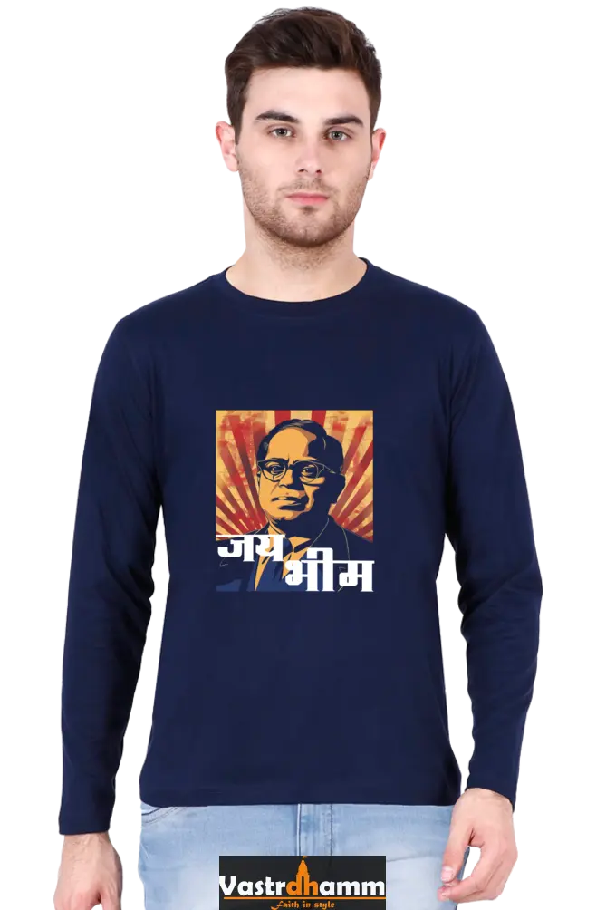 Ambedkar Equality Crusader Round Neck Full Sleeve T-Shirts for Men Vastrdhamm