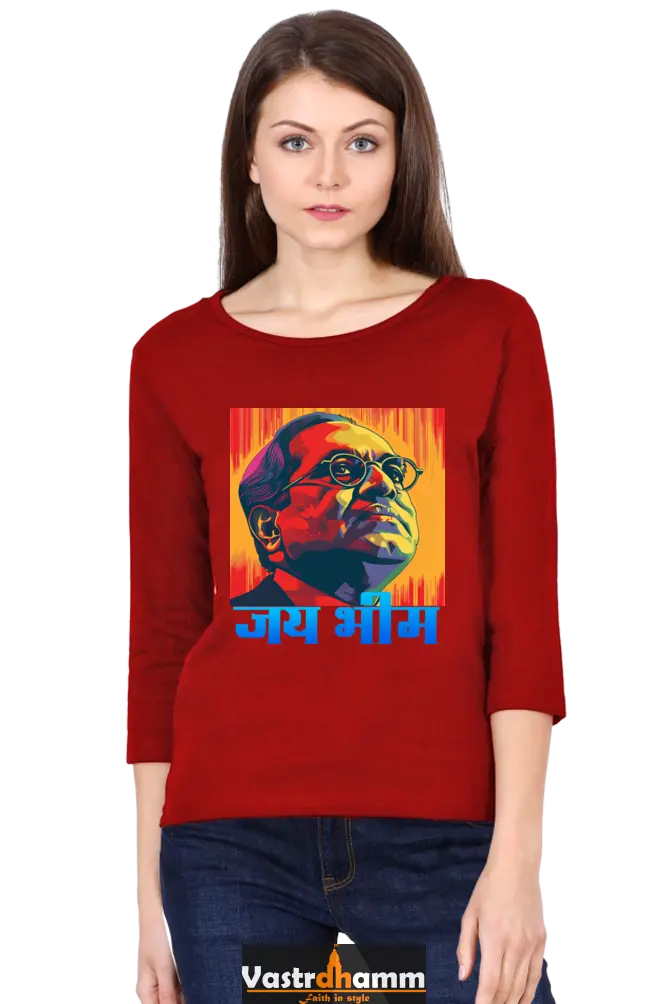 Ambedkar VisionRound Neck Full Sleeve T-Shirts for Women Vastrdhamm