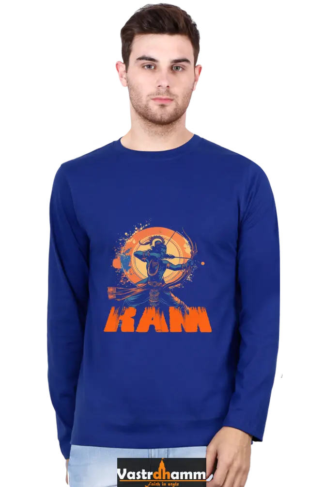 Brave Ram Ji Round Neck Full Sleeve T-Shirt For Men Vastrdhamm