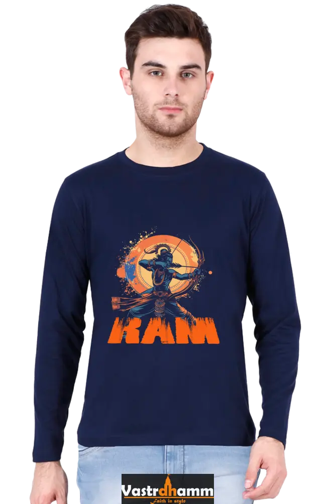 Brave Ram Ji Round Neck Full Sleeve T-Shirt For Men Vastrdhamm
