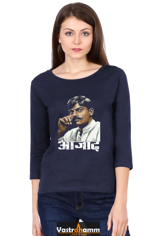 Chandra Shekhar Azad CourageRound Neck Full Sleeve T-Shirts for Women Vastrdhamm