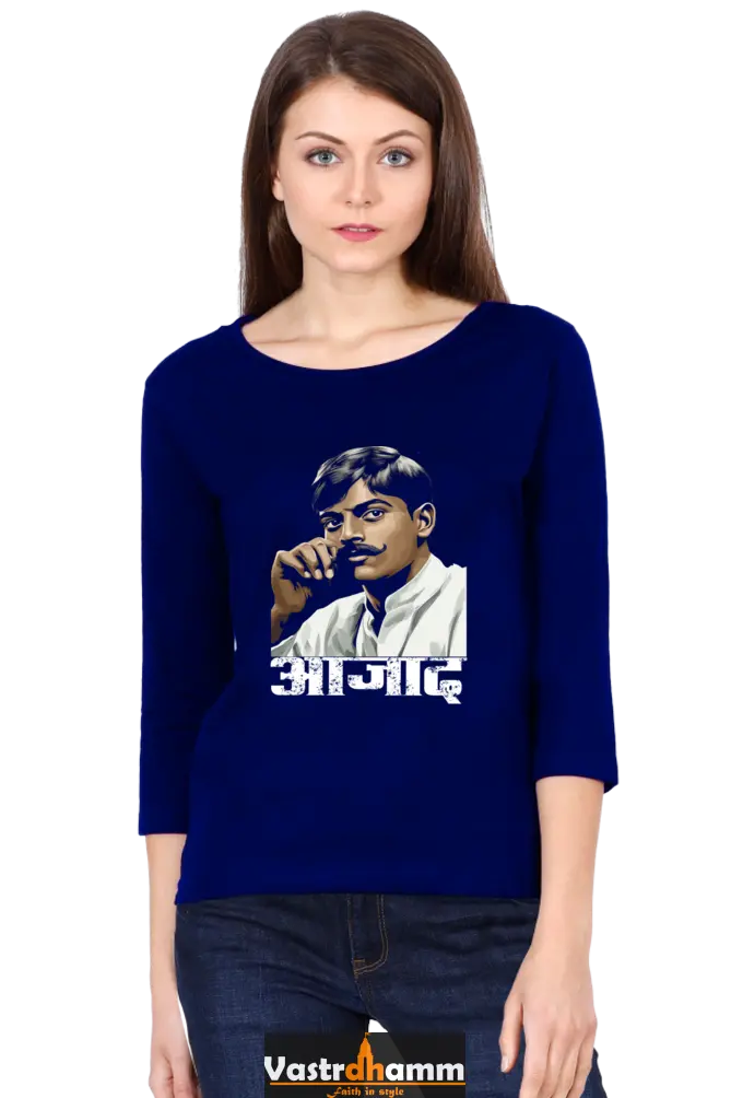 Chandra Shekhar Azad CourageRound Neck Full Sleeve T-Shirts for Women Vastrdhamm