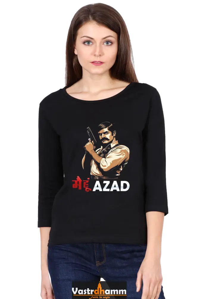 Chandra Shekhar Azad RevolutionRound Neck Full Sleeve T-Shirts for Women Vastrdhamm