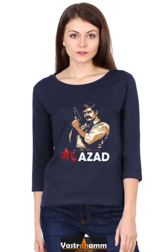 Chandra Shekhar Azad RevolutionRound Neck Full Sleeve T-Shirts for Women Vastrdhamm