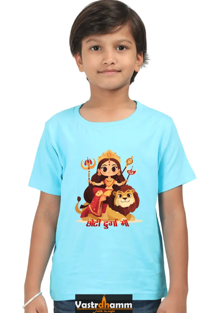 Durga Blessings Round Neck Half Sleeve Classic T-Shirts for Boy Vastrdhamm
