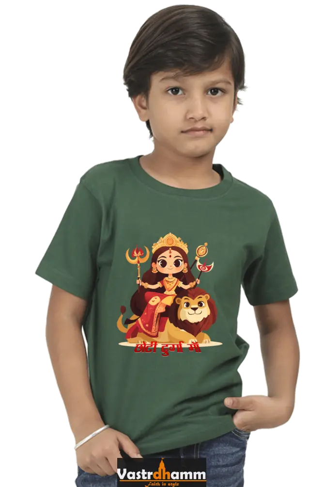 Durga Blessings Round Neck Half Sleeve Classic T-Shirts for Boy Vastrdhamm