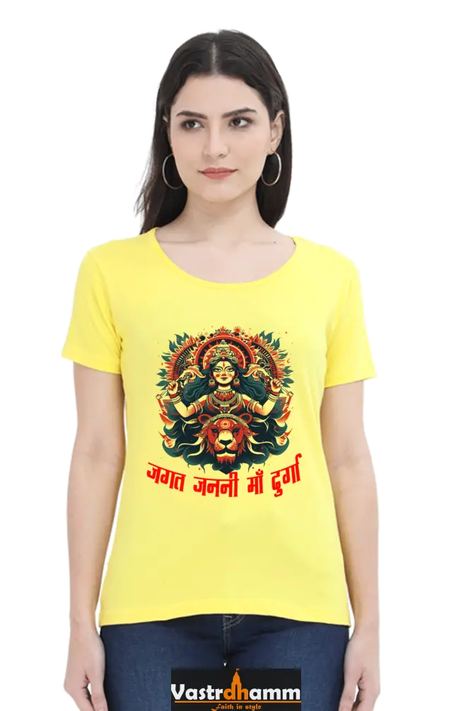 Durga Blessings Round Neck Half Sleeve Classic T-Shirts for Women Vastrdhamm