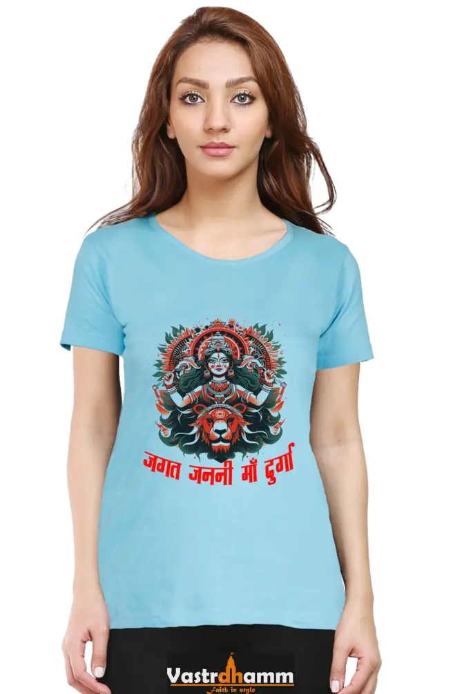 Durga Blessings Round Neck Half Sleeve Classic T-Shirts for Women Vastrdhamm