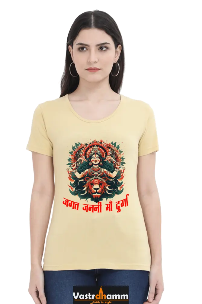 Durga Blessings Round Neck Half Sleeve Classic T-Shirts for Women Vastrdhamm