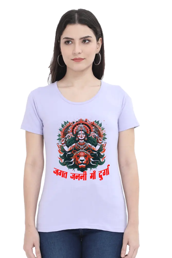 Durga Blessings Round Neck Half Sleeve Classic T-Shirts for Women Vastrdhamm