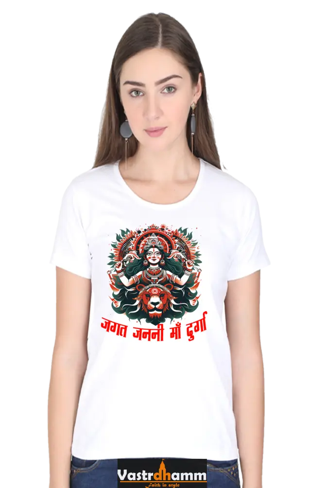 Durga Blessings Round Neck Half Sleeve Classic T-Shirts for Women Vastrdhamm