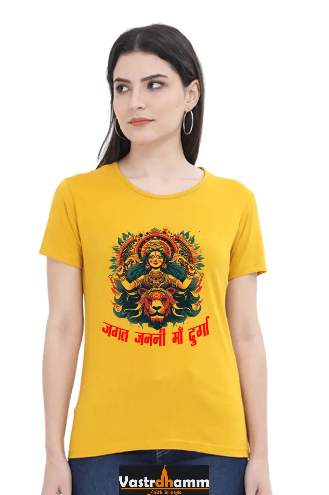Durga Blessings Round Neck Half Sleeve Classic T-Shirts for Women Vastrdhamm
