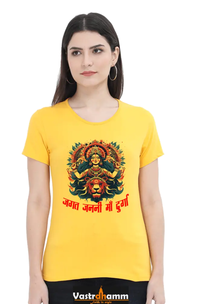 Durga Blessings Round Neck Half Sleeve Classic T-Shirts for Women Vastrdhamm