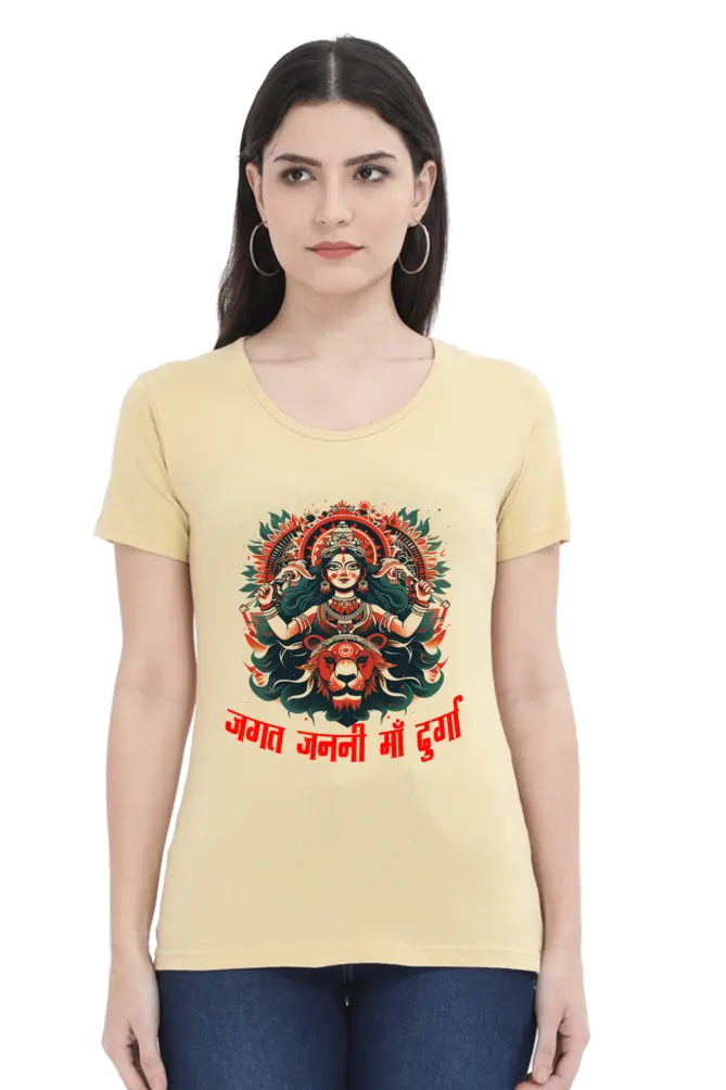 Durga Blessings Round Neck Half Sleeve Classic T-Shirts for Women Vastrdhamm