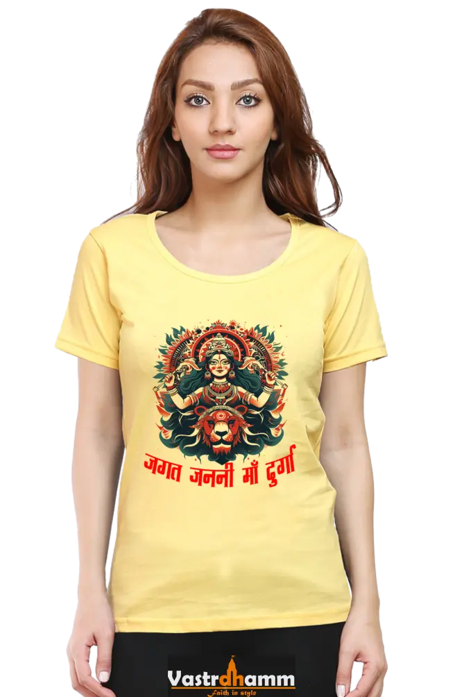 Durga Blessings Round Neck Half Sleeve Classic T-Shirts for Women Vastrdhamm