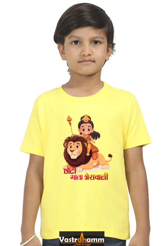Durga Protector Round Neck Half Sleeve Classic T-Shirts for Boy Vastrdhamm