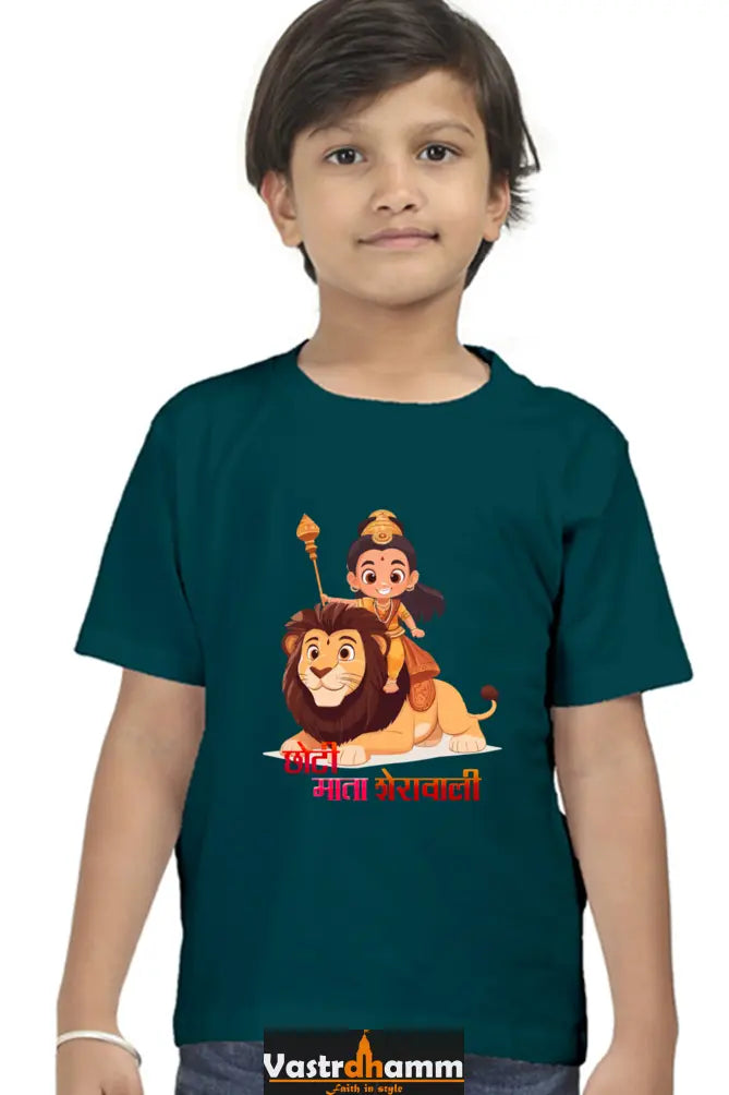Durga Protector Round Neck Half Sleeve Classic T-Shirts for Boy Vastrdhamm