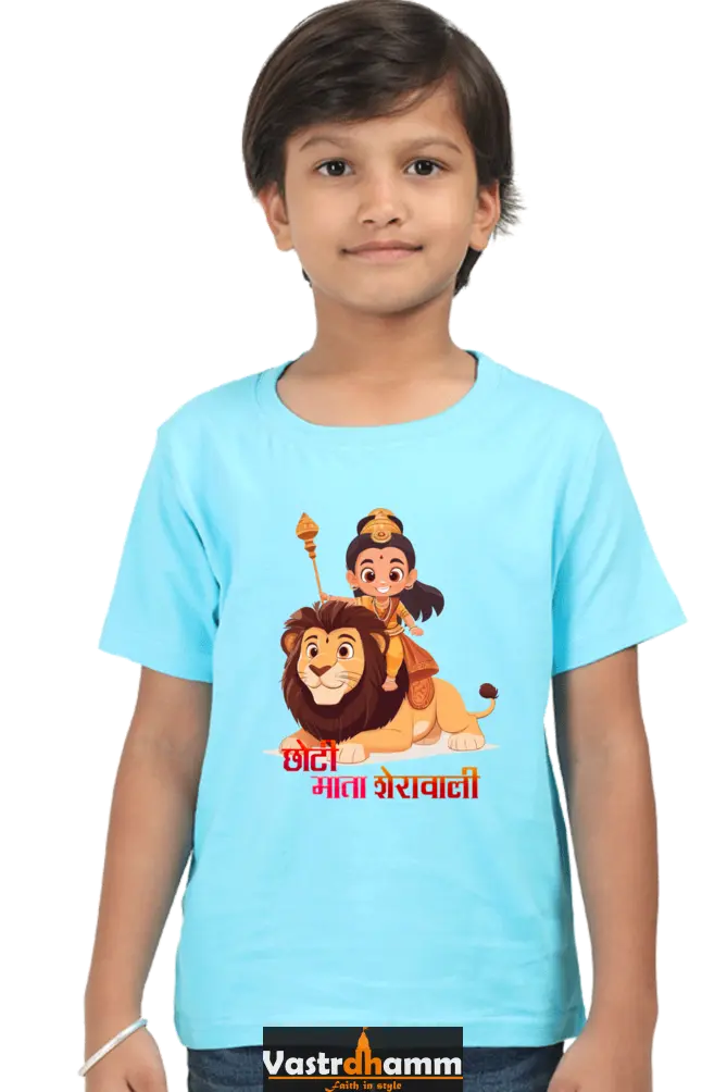 Durga Protector Round Neck Half Sleeve Classic T-Shirts for Boy Vastrdhamm