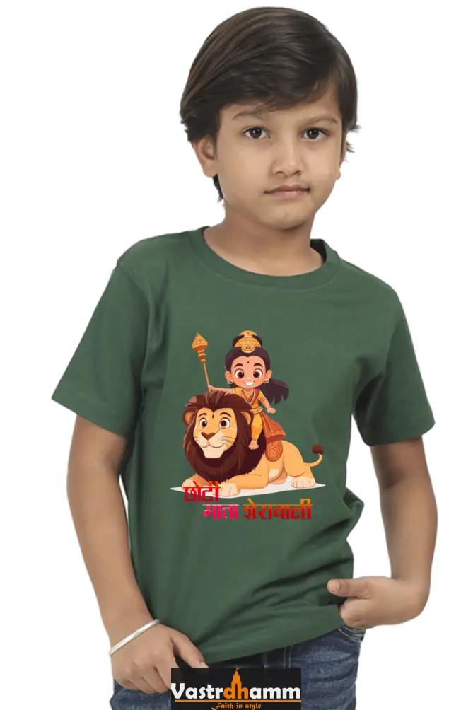 Durga Protector Round Neck Half Sleeve Classic T-Shirts for Boy Vastrdhamm