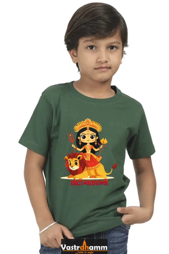 Durga Shakti Round Neck Half Sleeve Classic T-Shirts for Boy Vastrdhamm