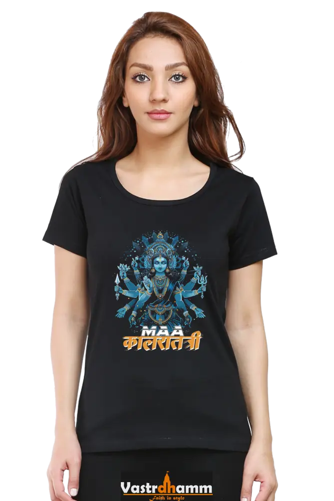 Durga Shakti Round Neck Half Sleeve Classic T-Shirts for Women Vastrdhamm