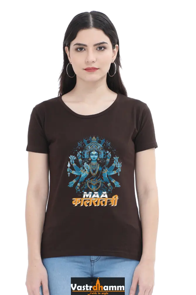 Durga Shakti Round Neck Half Sleeve Classic T-Shirts for Women Vastrdhamm