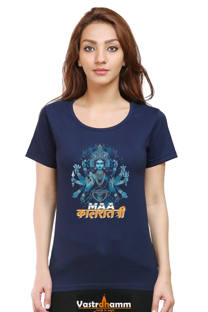 Durga Shakti Round Neck Half Sleeve Classic T-Shirts for Women Vastrdhamm