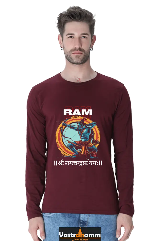 Dynamic Ram JiRound Neck Full Sleeve T-Shirt For Men Vastrdhamm