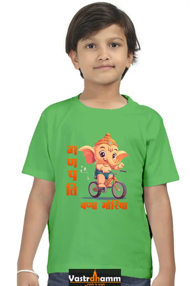 Ganesha Devotion Round Neck Half Sleeve Classic T-Shirts for Boy Vastrdhamm