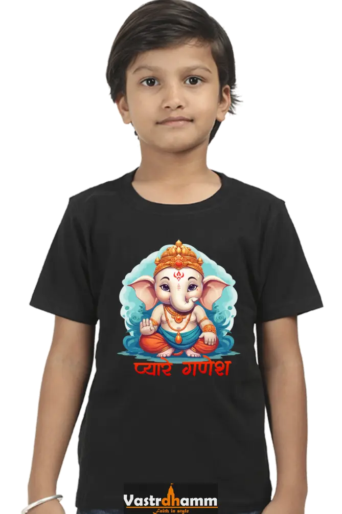 Ganesha Protector Round Neck Half Sleeve Classic T-Shirts for Boy Vastrdhamm