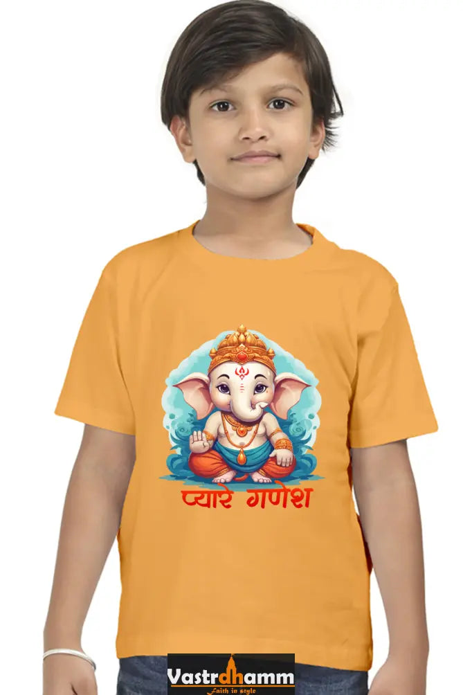 Ganesha Protector Round Neck Half Sleeve Classic T-Shirts for Boy Vastrdhamm