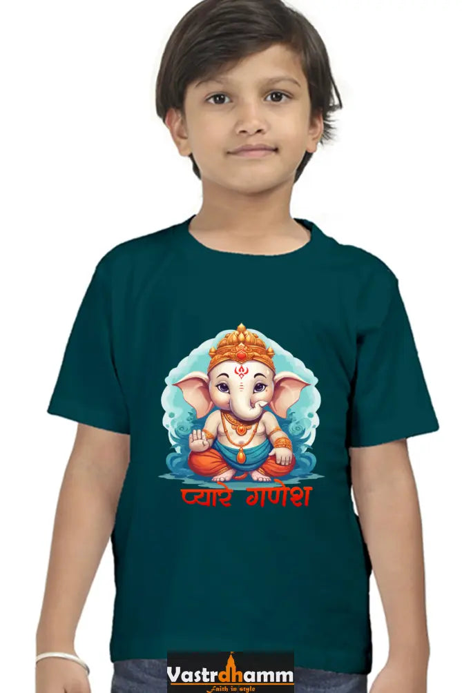 Ganesha Protector Round Neck Half Sleeve Classic T-Shirts for Boy Vastrdhamm