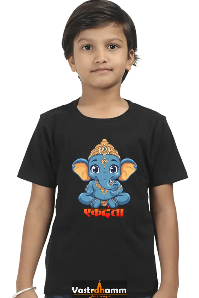 Ganesha Wisdom Round Neck Half Sleeve Classic T-Shirts for Boy Vastrdhamm