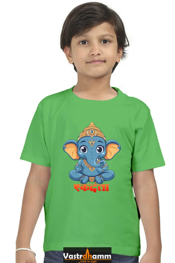 Ganesha Wisdom Round Neck Half Sleeve Classic T-Shirts for Boy Vastrdhamm