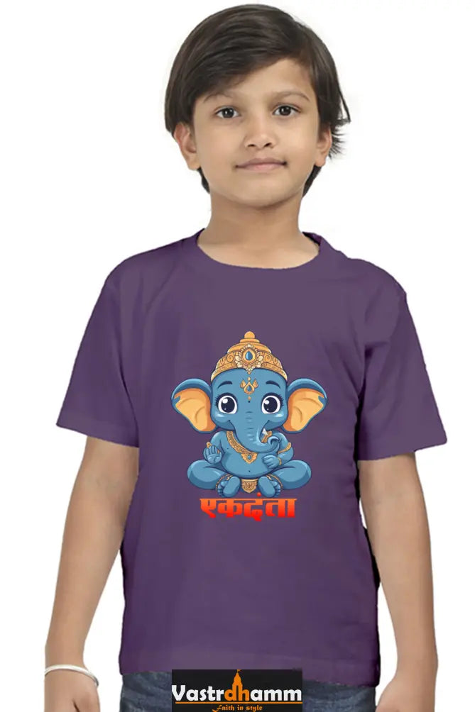 Ganesha Wisdom Round Neck Half Sleeve Classic T-Shirts for Boy Vastrdhamm