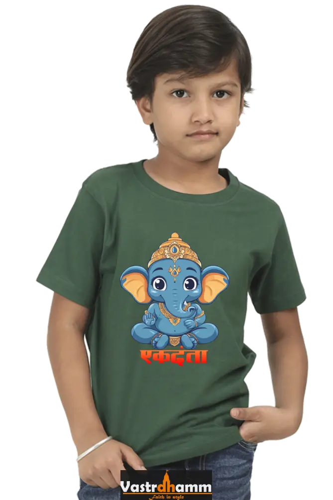 Ganesha Wisdom Round Neck Half Sleeve Classic T-Shirts for Boy Vastrdhamm