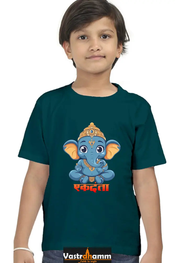 Ganesha Wisdom Round Neck Half Sleeve Classic T-Shirts for Boy Vastrdhamm