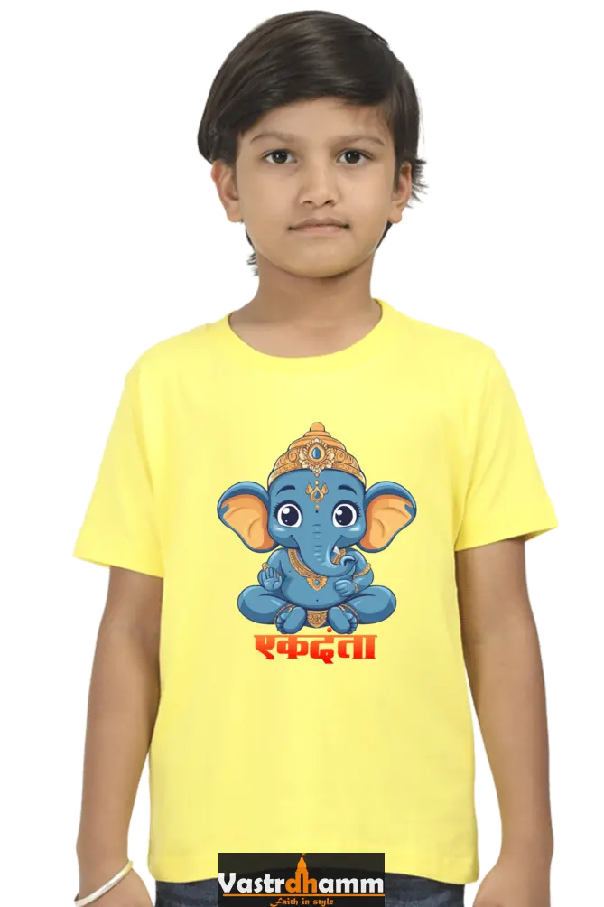 Ganesha Wisdom Round Neck Half Sleeve Classic T-Shirts for Boy Vastrdhamm