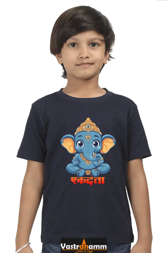 Ganesha Wisdom Round Neck Half Sleeve Classic T-Shirts for Boy Vastrdhamm