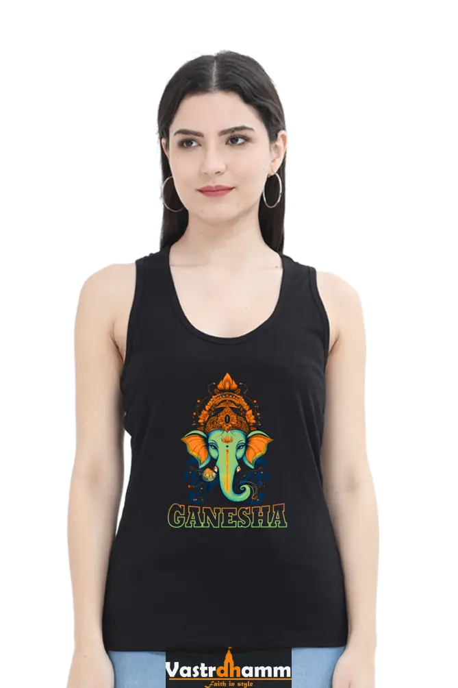 Ganesha WisdomTank Top T-Shirts for Women Vastrdhamm